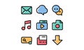 Colorful Multimedia and Communication social media Icon Set illustration vector Royalty Free Stock Photo