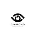 Elegant Minimalist Eye and Diamond Logo Design Royalty Free Stock Photo
