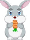 cartoon cute rabbit is eating carrots Royalty Free Stock Photo