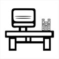 office desk icon vector sign illustration silhouette file Royalty Free Stock Photo