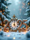 Celebration of Christmas and New Years Eve 2025 in snowy scene outdoor Royalty Free Stock Photo