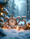 Celebration of Christmas and New Years Eve 2025 in snowy scene outdoor Royalty Free Stock Photo