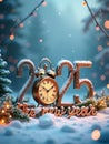 Celebration of Christmas and New Years Eve 2025 in snowy scene outdoor Royalty Free Stock Photo