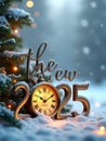 Celebration of Christmas and New Years Eve 2025 in snowy scene outdoor Royalty Free Stock Photo