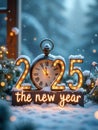 Celebration of Christmas and New Years Eve 2025 in snowy scene outdoor Royalty Free Stock Photo