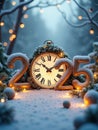 Celebration of Christmas and New Years Eve 2025 in snowy scene outdoor Royalty Free Stock Photo