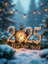 Celebration of Christmas and New Years Eve 2025 in snowy scene outdoor Royalty Free Stock Photo