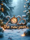 Celebration of Christmas and New Years Eve 2025 in snowy scene outdoor Royalty Free Stock Photo