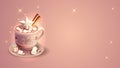 Cute cup of hot chocolate with holiday decorations Royalty Free Stock Photo