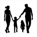 family walking together in silhouette vector illustration eps Royalty Free Stock Photo
