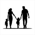 family walking together in silhouette vector illustration eps Royalty Free Stock Photo