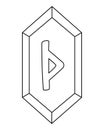 Thurs Rune of the elder futhark, Thurisaz magical sign symbolizing protection, strength - vector linear picture for coloring. Royalty Free Stock Photo