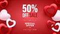 Happy Valentine\'s Day Sale Poster or banner with symbol of heart. Royalty Free Stock Photo