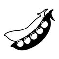 Black-and-White Pea Pod Illustration - Minimalistic Botanical Line Art for Logos and Patterns Royalty Free Stock Photo