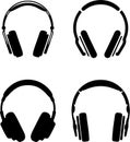 This black headphone icon set is ideal for branding, tech visuals, or creative projects. Royalty Free Stock Photo