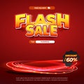 Flash Sale Marketing Banner with Neon Red Light Effects and Bold 3D Typography Royalty Free Stock Photo