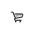 A sleek vector-based shopping cart logo with the handle creatively shaped like a pen or pencil. Royalty Free Stock Photo