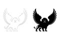 Winged Lion Silhouette. Fully editable Flat and Outline. Royalty Free Stock Photo