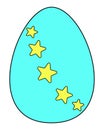 Turquoise Easter egg with stars painted on it - vector full-color picture. Royalty Free Stock Photo