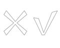 ?heck mark and cross mark icon - vector linear image. Royalty Free Stock Photo