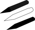A sharp metal tool for writing, a vector drawing of a pencil, is a single object often used in the office or school. Royalty Free Stock Photo