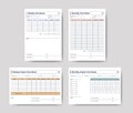 Time sheet form template variation for company, startup project. Weekly and monthly attendance list Royalty Free Stock Photo