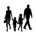 Silhouette of parents walking with kids family love Royalty Free Stock Photo