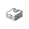 Folded T-Shirtsâ Black and White Line Art of Stacked Clothing for Laundry, Apparel or Retail Design Royalty Free Stock Photo