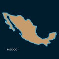 Mexico map brown silhouette isolated on dark ocean. Royalty Free Stock Photo