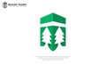 Boxed Pine Peaks Logo Royalty Free Stock Photo