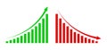 Graph going up and down sign financial arrows. chart increase, decrease sign with green and red arrows. vector graph Royalty Free Stock Photo