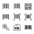 Barcode Icon Set. Collection of Barcode and QR Code Icons. Royalty Free Stock Photo
