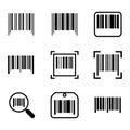 Barcode Icon Set. Collection of Barcode and QR Code Icons. Royalty Free Stock Photo