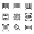 Barcode Icon Set. Collection of Barcode and QR Code Icons. Royalty Free Stock Photo