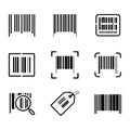 Barcode Icon Set. Collection of Barcode and QR Code Icons. Royalty Free Stock Photo