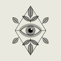 Minimalist Eye and Foliage Design Royalty Free Stock Photo