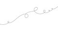 Continuous linear drawing of a graphic, abstract line with swirls and bends on a white background Royalty Free Stock Photo