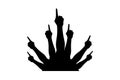 Silhouette of Raised Hands Pointing Upwards Unity and Direction Concept Art Royalty Free Stock Photo