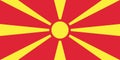 Flag of North Macedonia. North Macedonia flag official colors and proportion digital vector illustration. Royalty Free Stock Photo