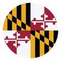 Flag of Maryland. Maryland circle flag logo icon computer vector illustration design. Royalty Free Stock Photo