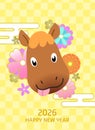 Funny horse face cny 2026 card Royalty Free Stock Photo