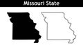 Missouri State Map Outline and Silhouette Royalty Free Stock Photo
