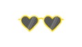 Heart shaped fancy sun glasses. colorful funny sunglasses. retro sunglasses on yellow heart shape. summertime, vacation Royalty Free Stock Photo