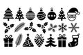 Collection of black Christmas icons Royalty Free Stock Photo