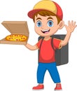 cute pizza delivery boy cartoon Royalty Free Stock Photo