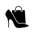 Fashion Boutique Logo with High Heel Shoe and Shopping Bag Icon Royalty Free Stock Photo