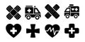 Medical and Healthcare Vector Silhouette Icons Collection Royalty Free Stock Photo