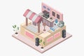 Isometric coffee kiosk Royalty Free Stock Photo