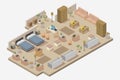 Isometric hotel room Royalty Free Stock Photo