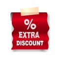 Extra discount red label on white background. Realistic vector Royalty Free Stock Photo